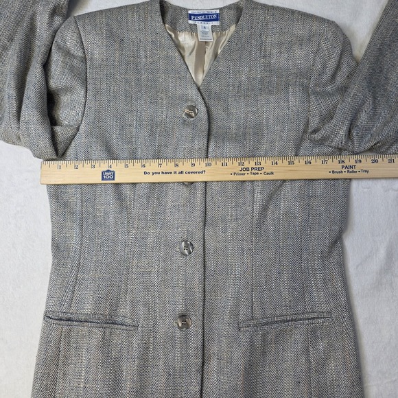 Vintage Pendleton Jacket Womens 6‎ Silver Herringbone Tweed Blazer Silk Blend - Picture 4 of 14
